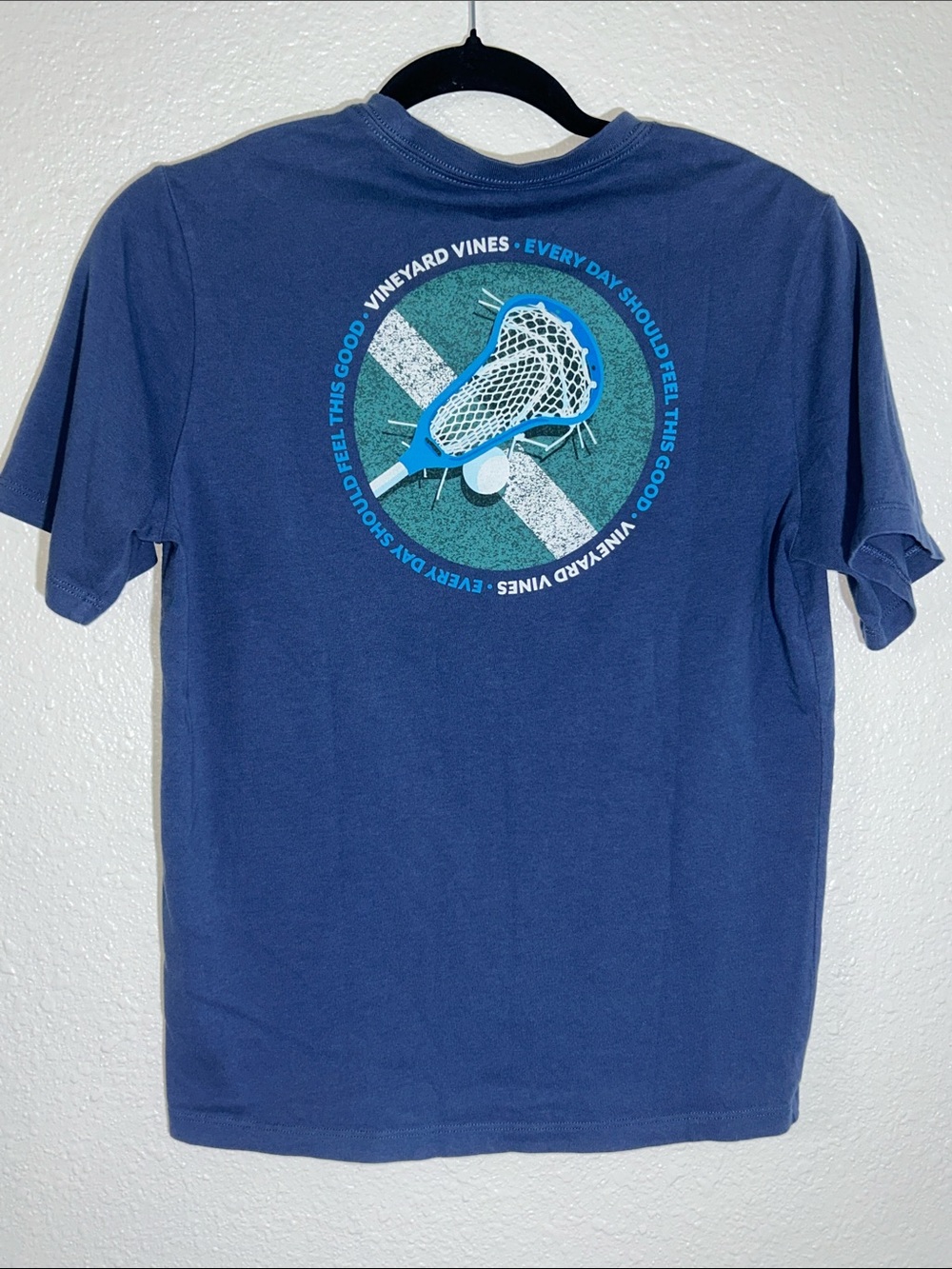 Vineyard Vines Boy’s Navy Short-Sleeve Lacrosse Pocket Tee Sz L